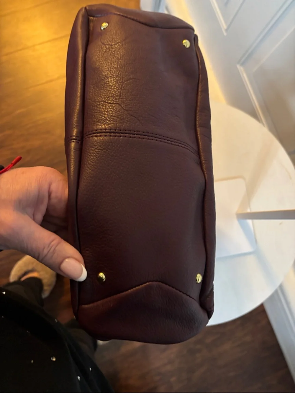 Aimee Kestenberg Pebble Leather Shoulder Bag in Burgundy with Gold Hardware - Picture 13 of 16